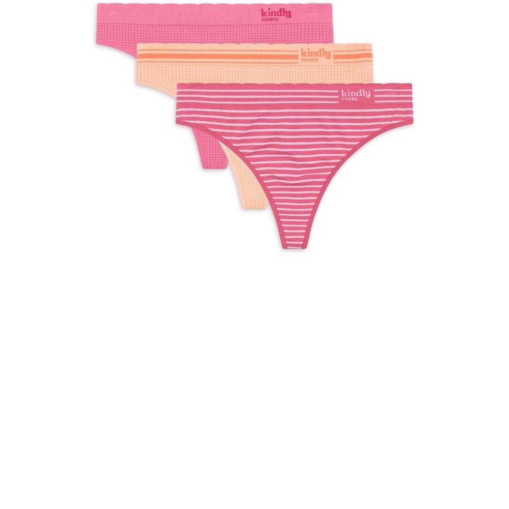 NWT Kindly 3 PK Seamless Thongs Sz XXXL Recycled Fabric - Rose Pink